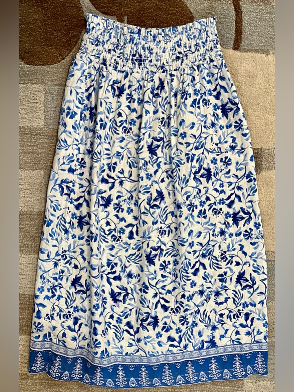 NWT Joie 100% Linen Midi Skirt & Cropped Tank Top Set in Blue/White Bora Print - Picture 8 of 12